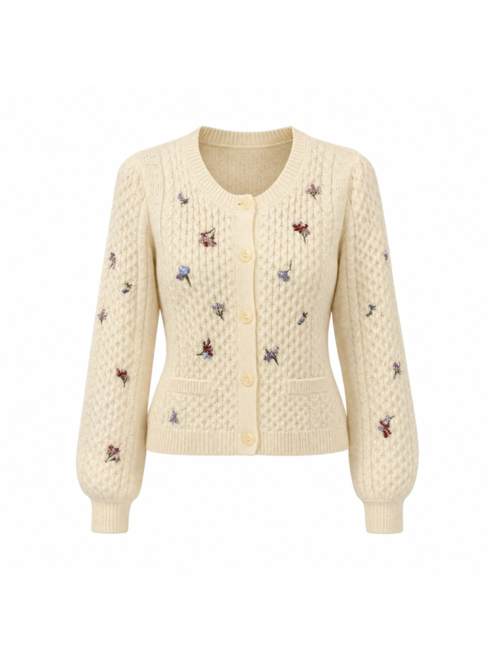 Cinq a Sept Rasa Embellished Cable Knit Cardigan Ivory Multi Size Large NWT